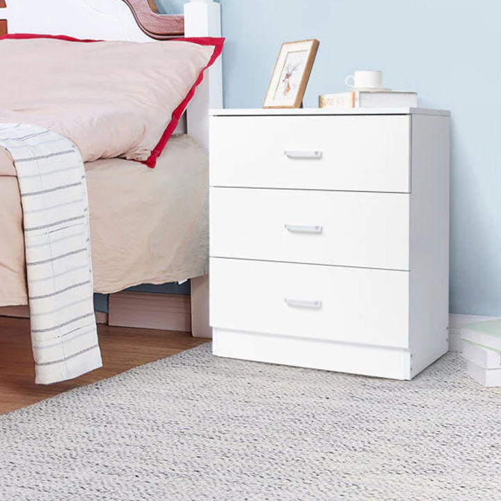 3 Drawers Modern Side Table, Cash Table Drawer Storage Night Stand for Home Office Use, Locker Drawer Cash Table Bedside Table (White) 28/20''