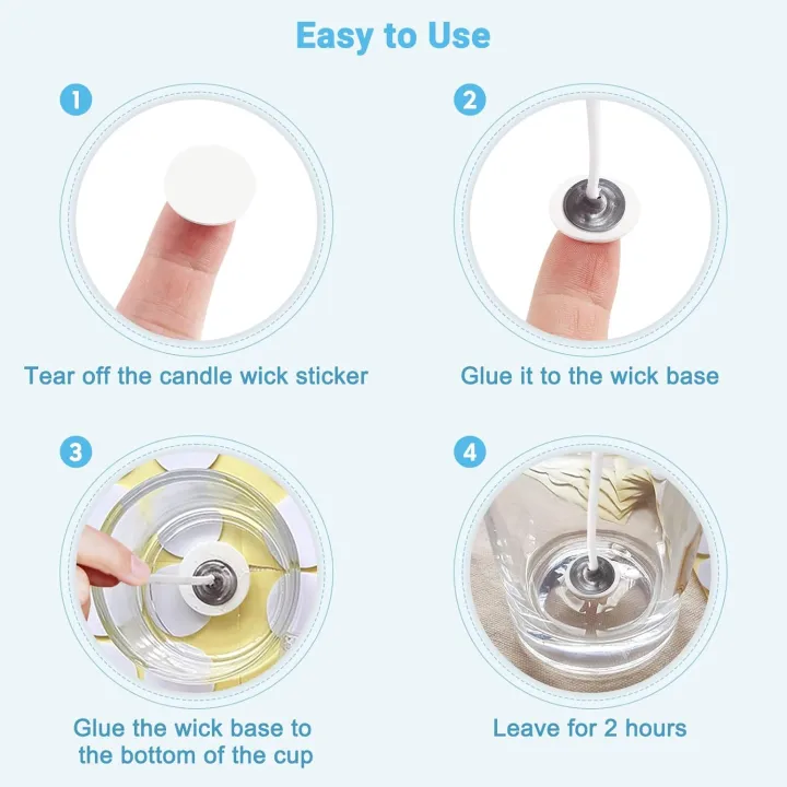 400PCS/100PCS Candle Wick Stickers Transparent Acrylic Heat Resistance ...