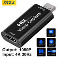 MZX USB Video Capture Card 1080P HDMI-Compatible Adapter 4K input Live Stream Capturer 2.0 Grabber Recorder Game Audio Adapter. 