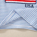 Summer Unisex Infant Independence Day Big Flag Embroidered Waffle Short Sleeve Top and Waffle Shorts Two-piece Set.