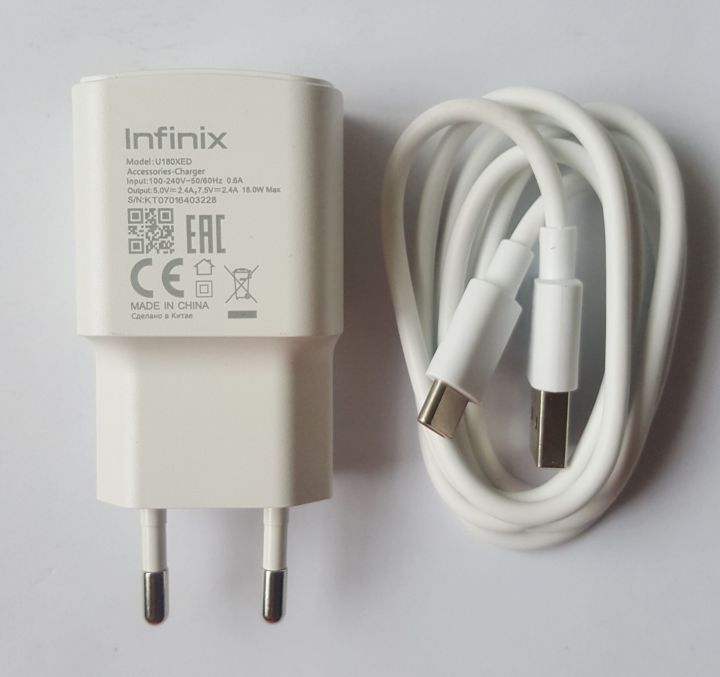infinix 18watt genuine fast charging adaptor with type C cable