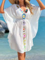 Crochet V Neck White Cover-Up Dress Beach Dress Cover-Ups Swimsuit Summer Bathing Suit Woman Summer Tunic Saida Praia Beachwear. 