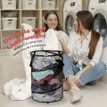 Pop Up Hamper for Laundry Mesh Collapsible Laundry Basket | Large Clothes Hamper - Black/White. 