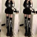 Japanese Harajuku Long Socks Festival Party Cross Cosplay Black Stockings Dark Gothic Y2K Knee Thigh Socks for Women's Skirts. 
