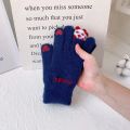 Cute Panda Men And Women's Winter Warmth Wool Split Finger Riding Touchscreen Knitted Gloves.