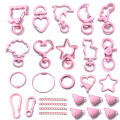 Pink Heart Cat Flower Keychain Clasp Tassel Jump Ring Lobster Hooks Connector Chain for Jewelry Findings Accessories. 