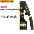 HOMEFISH 6088 Multifunctional CRIMPER Through-Hole Wire Crimper 8P6P Dual-Use Pliers for RJ45 Punch-Down RJ45 Crystal Head.