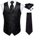 Paisley Men's Suit Vest Black Pink Red Wedding Prom Tuxedo Waistcoat Necktie Handkerchief Cufflink Sleeveless Jacket Vest.