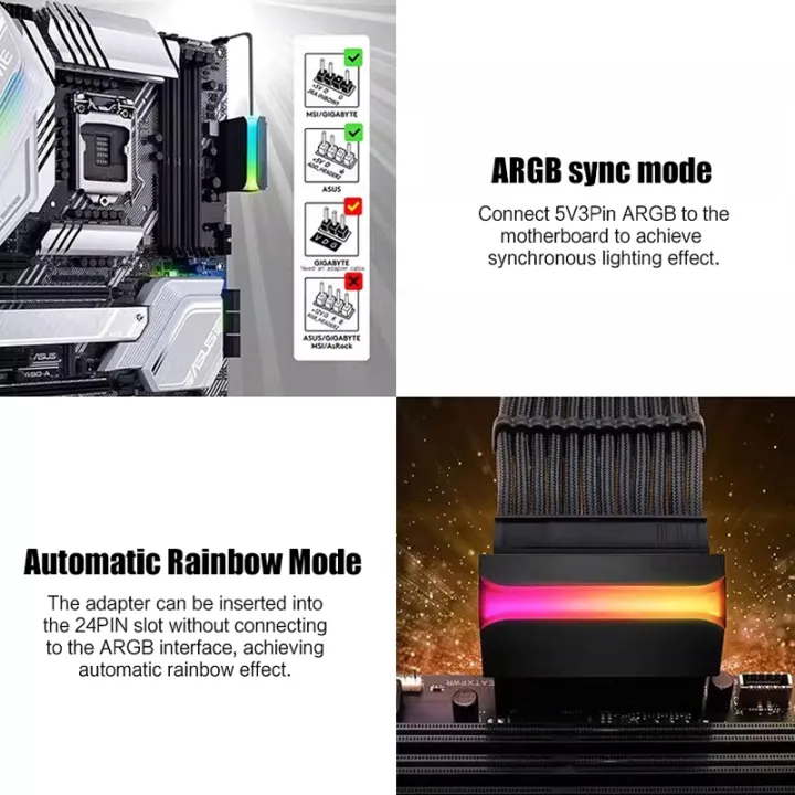 Computer%20PSU%20ATX%2024Pin%20Adapter%2090%C2%B0%20Angle%20RGB%20Connector,%20Steering%20Head%20Smarter%20&%20Cleaner%20Cabling%20Managerment,%20M/B%205V%20ARGB%20SYNC%20-%20Image%203
