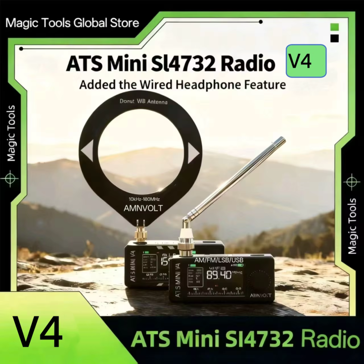 AMNVOLT V4 ATS MINI SI4732 Radio ALL Band DSP Radio FM AM SSB LSB USB Receiver with Added the Wired Headphone Feature