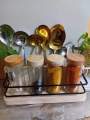 Malaysian pinewood kitchen organizer jar with rack.