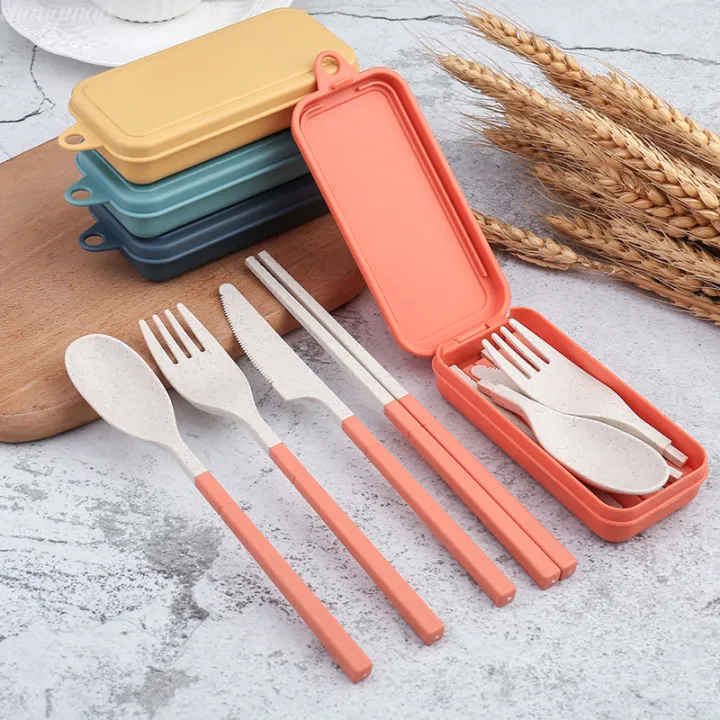 4Pcs%20Portable%20Tableware%20Set%20Wheat%20Straw%20Dinnerware%20Detachable%20Cutlery%20Travel%20Tableware%20Picnic%20Dinnerware%20Set%20Camping%20Cutlery%20Set%20-%20Image%206