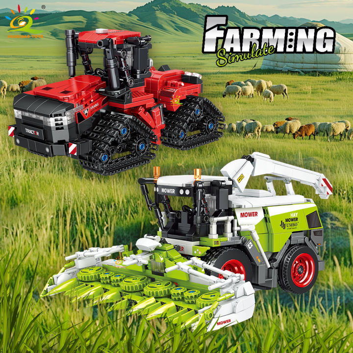 HUIQIBAO%20Farmer%20Truck%20Model%20Building%20Block%20Tractor%20Cultivator%20Harvester%20Vehicle%20MOC%20Car%20Brick%20City%20Construction%20Toy%20For%20Children%20-%20Image%202