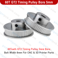 60 Teeth GT2 Timing Pulley Shaft Hole 5mm Aluminum GT2 Timing Pulley 5mm Bore 60 Tooth 6mm Wide Timing Belt For CNC 3D Printer Gear Motor Parts Puli. 