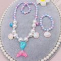 Little Mermaid Shell Pearl Necklace Bracelet Rings Earrings Accessories Halloween Carnival Mermaid Princess Costume Accessories.