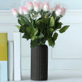 Striped Ceramic-Like Plastic Vase for Flowers, Decorative Floral Arrangement Display, Creative Little Flower Vase home decoration item.