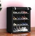 Portable Folding And Covering 4 Layer Shoe Rack. 
