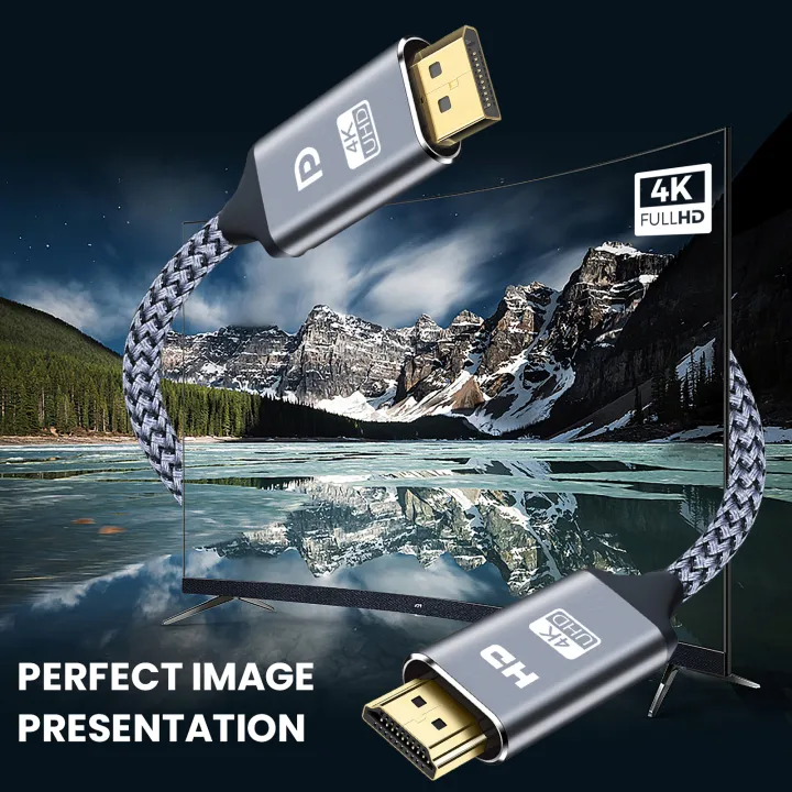 4K%20DisplayPort%20to%20HDMI%20Cable%20Adapter%203.3ft%201m%20%20DP%20to%20HDMI%20Male%20Video%20UHD%201440P/2K@120Hz,4K@30%20Nylon%20DP%20to%20HDTV%20Uni-Directional%20C%20-%20Image%205
