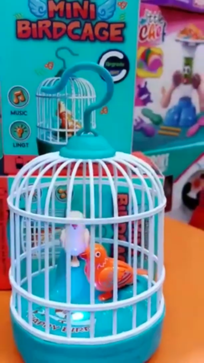 Voice Control Bird Cage Toy – Talking & Singing Electric Mini Parrot with Light & Sound | Hand Sensor Chirping Bird Toy for Kids | Realistic Electronic Birdcage