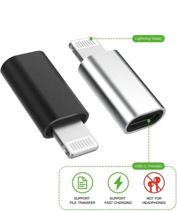 Type-C Female to Lightning Cable Adapter, Type-C to 8 Pin Male PD Fast Charging Converter Cord Data Sync Connector for i-Phone 13 12 11 AirPods iOS Device