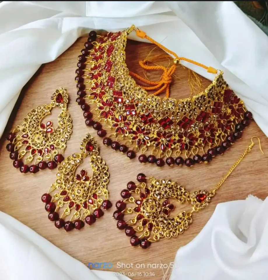 Traditional Wedding/Party Bridal Choker Necklace Earrings And