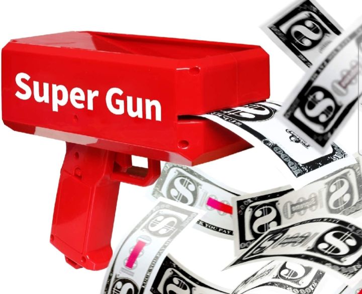 Money Gun - Rain Money Gun - with 100Pcs Play Money Cash - rapid money raining machine - Money Gun Toy - Cash Cannon Money Gun - Money Gun That Rain Money - for Party, Bachelor Party, Birthday & Wedding Celebrations