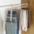 Almari Cloth Hanger | 5-Layer Non-Slip Hanger – Space-Saving Closet Organizer for Trousers, Skirts & Scarves. 