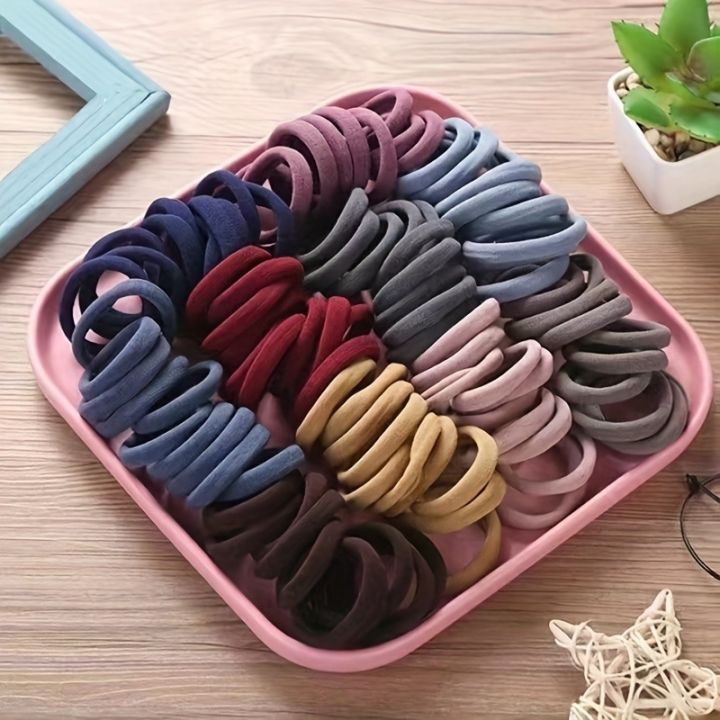50PCS/Set New Women Girls Candy Colors Nylon Basic Scrunchie Hair Tie Ponytail Hold Hair  Bands Fashion Hair Accessories