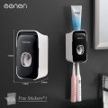 MENGNI Toothpaste Dispenser Wall-Mounted Bathroom Toothpaste Squeezer Punch-Free Toothbrush Holder Rack manual operation.