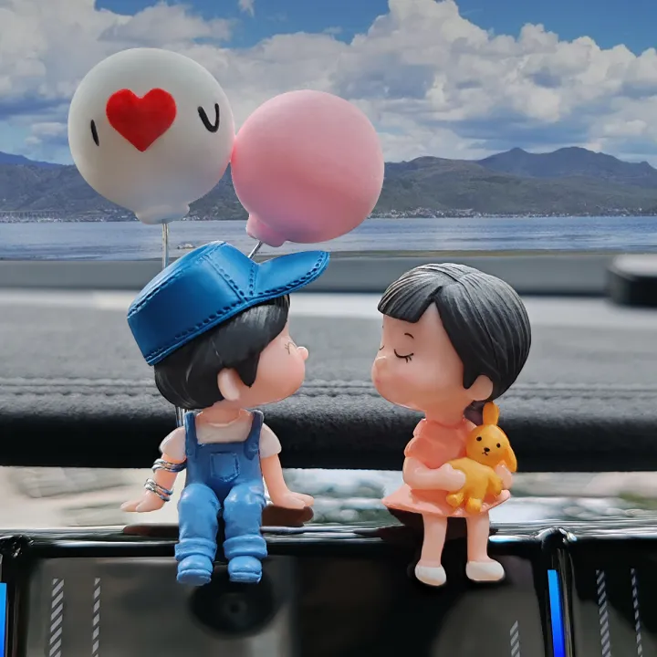 1 pair Car Decoration Cute Cartoon Couples Action Figure Figurines Balloon Ornament Auto Interior Dashboard Accessories Car Acce