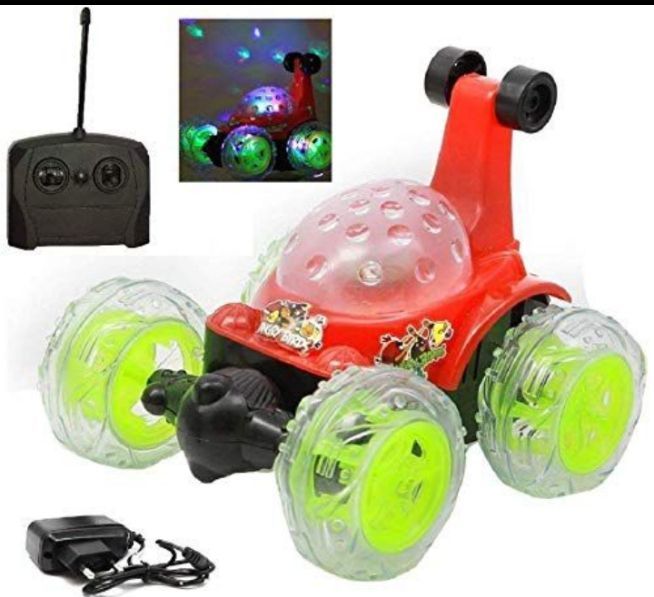 s 360' Rotated and Musical Angry Bird Rechargeable Remote Control Stunt Car for Kids (Red)