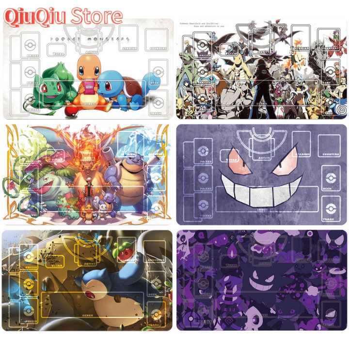 Diy 60x35cm PTCG Pokemon Dedicated Battle GAME Card Mat Charizard Venusaur Blastoise Gengar Toy Game Anime Table Mat