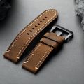 High-end genuine leather watchband, available in sizes 20MM, 22MM, 24MM, and 26MM, featuring a double-folded brown design, vinta. 