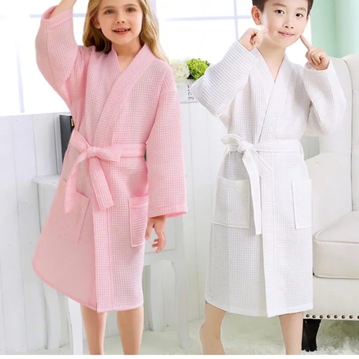 Kids%20Spring/SummerSwim%20Robe%20Waffle%20Weave%20Bathrobe%20for%20Older%20Children%20Bath%20Towel%20with%20Quick-Dry%20Absorbent%20Fabric%20Cotton%20Bathrobe%20-%20Image%205