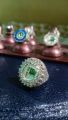 Pakistan Flag Ring Original Silver (پاکستانی پرچم والی انگوٹھی) with White Diamond type stone - Patriotic Pakistani Jewelry. 