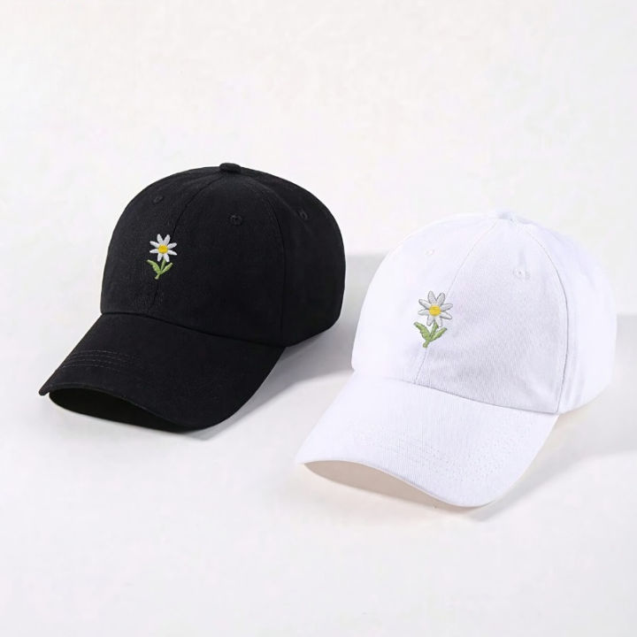 Adjustable baseball cap, daisy embroidered fisherman's cap, lightweight and suitable for spring and summer outings