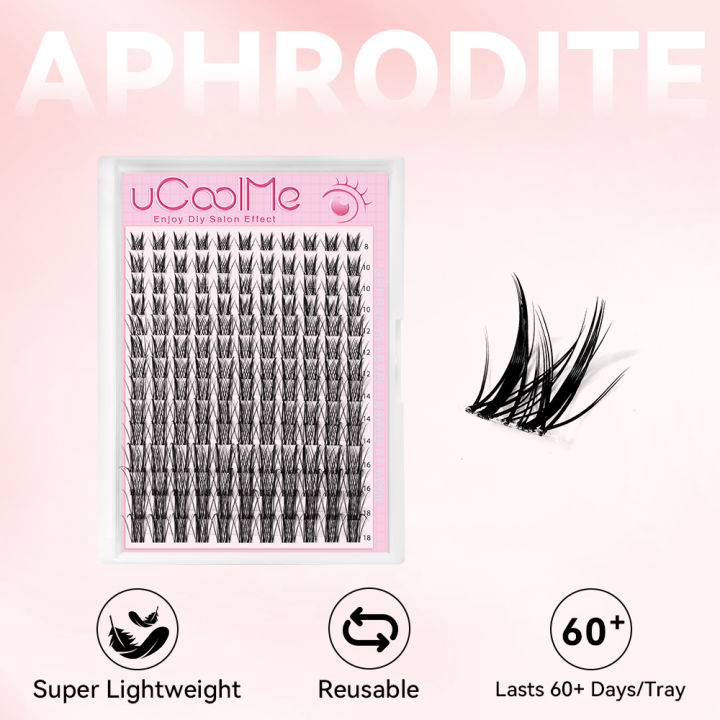 uCoolMe Lashes Aphrodite Invisible Band Individual Clusters Soft and Lightweight False Eyelashes Extension for Home Makeup Use