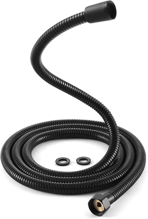 Muslim shower chain pipe flexible hose black color high pressure premium quality 1.5 meter hand shower pipe toilet shower pipe connection chain pipe for bathroom and kitchen bath shower chain pipe cp chain black