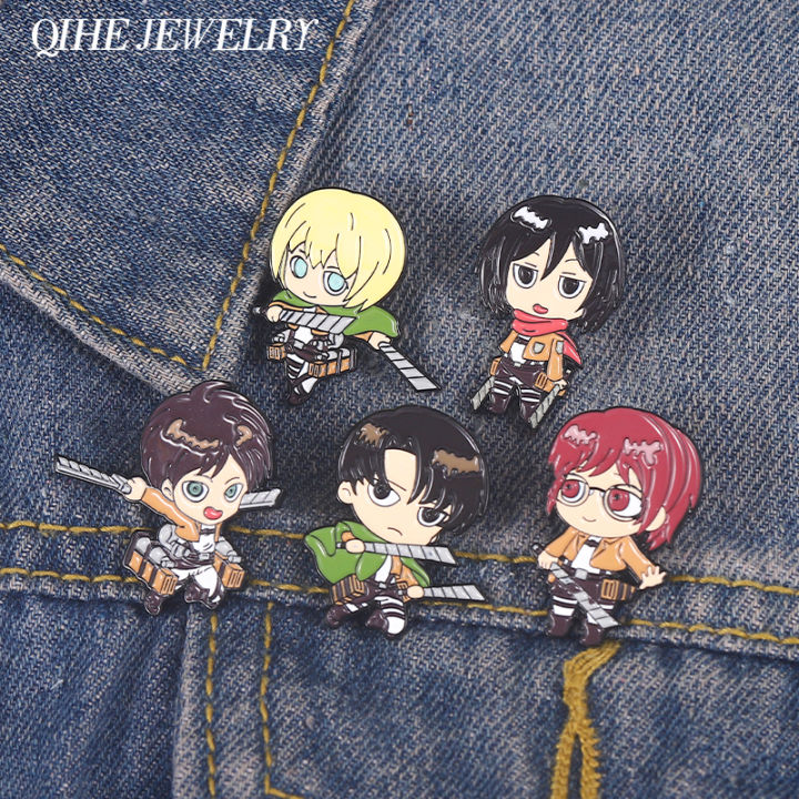 Attack on Titan Enamel Pins Cartoon Badge Metal Anime Custom Bag Lapel ...