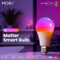 MOES Tuya Matter WiFi Smart Bulb Dimmable Led Light 16 Million RGB Colors  E27 Candle Lamp Voice Control Alexa  Home. 