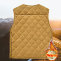 2025 New in Padded Vest Men Zipper Winter Thick Warm Corduroy Sleeveless Jacket Male Autumn Casual Waistcoat Golf Work Wear Coat. 