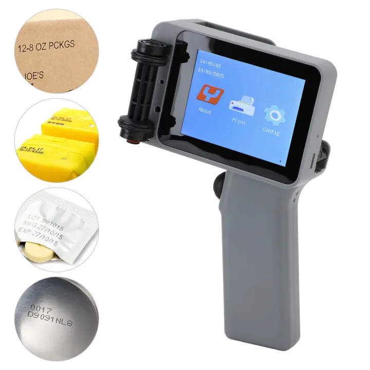 Handheld Coding Machine Ink Color Handheld Inkjet Printer 12.7mm HD LED 4.3 Inch Touchscreen Compact ...