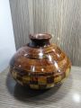 Dastkars Wooden Ghara Set| Introducing our exquisite Wooden Pitcher Set in brown check design with brass patterns. Perfect for Shadi ke Gharoli functions and a stunning décor piece for any living space.. 