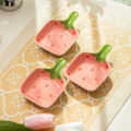 Super Cute Cartoon Strawberry Dipping Saucer Household Three-Dimensional Ceramic Saucer Ketchup Snack Plate Vinaigrette. 