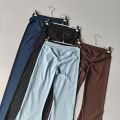 Women's Cross Waist Flare Pants - Booty Lifting Yoga Tights with Ruffle Detail, Quick Dry Wide Leg for Fall Workouts. 