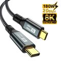 PD100W USB 3.2 20Gbps ThunderBolt 3 Type C to Type C Cable 8K@60Hz USB-C Data Cord For iPhone 15 Pro Max MacBook 2m 3m.