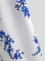 European and American Men's Printed Shirt Southeast Asian Casual ink Painting Plum Blossom Short Sleeved Lapel Shirt S-3XL. 