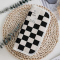 Simple Black and White Plaid Canvas Pencil Case School pencil case Kawaii Stationery Storage Bag aesthetic stationery.