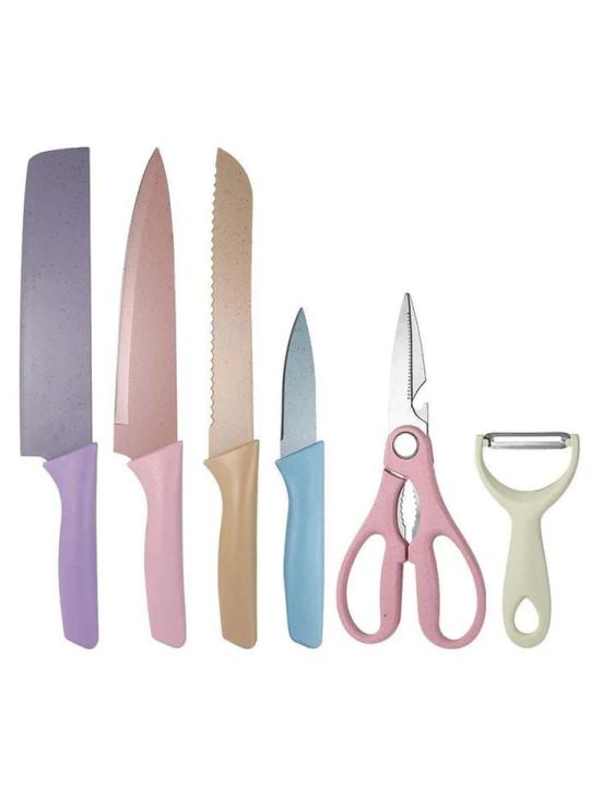 6pc colour knife set / multipurpose multi colour knife set