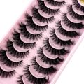 False Eyelashes Cat-Eye Fluffy Faux Mink Lashes 8D Wispy Lashes 10 Pairs Pack Dramatic Long Thick Volume Eyelashes.